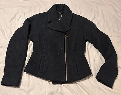 Buy TED BAKER Wool Boucle Asymmetric Zip Biker Jacket Dressy Short Coat Blazer 2 • 39.99£