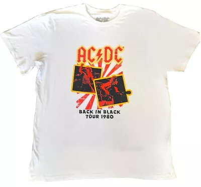 Buy AC/DC Back In Black Tour 1980 White T-Shirt Plus Sizing NEW OFFICIAL • 15.19£