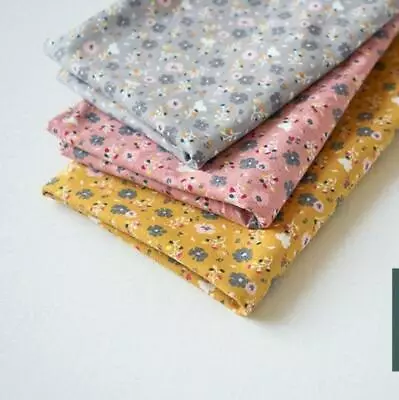 Buy Flannel Floral Fabric, Cotton Fabric In Grey, Mustard, Pink, Priced By 1/2 Metre • 6£