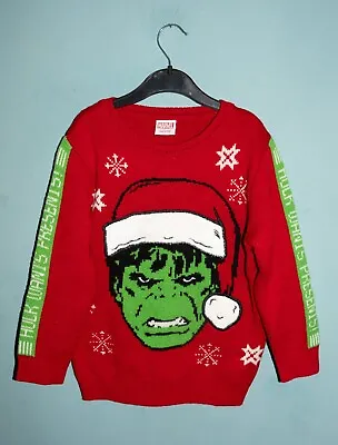 Buy Marvel Hulk Xmas Christmas Jumper Size Kids Childs Boys 6-7 Years • 0.99£