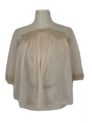 Buy Vanity Fair Women's Small Bed Jacket Robe Light Pink Tricot Nylon Short Vtg USA • 8.35£