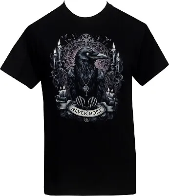 Buy Nevermore Edgar Allan Poe Men's Gothic T-Shirt Raven Goth Horror Vintage Book • 20.50£