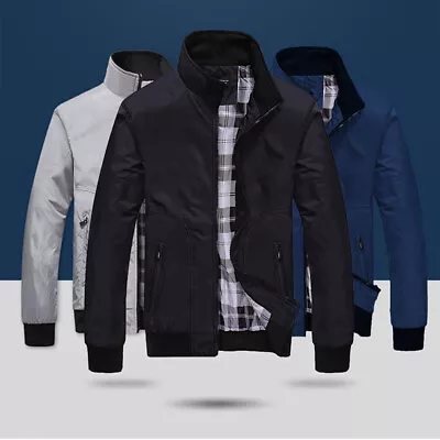 Buy Men Windbreaker Zipper Jacket Outdoor Jacket Autumn Stand Collar Sports Coat NEW • 11.99£