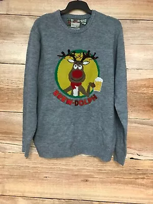 Buy Star Grey Christmas Jumper With  Brew-Dolph  Design  • 10£