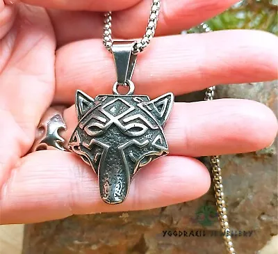Buy Stainless Steel Viking Necklace, Viking Wolf Necklace Norse Vikings Necklace • 13.95£