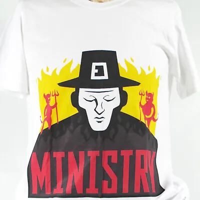 Buy Ministry Industrial Metal Rock T-shirt Unisex White S-3XL • 14.99£