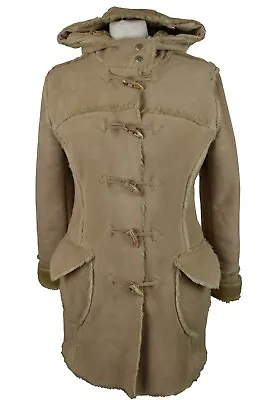 Buy MISS SELFRIDGE Beige Faux Leather Coat Jacket Size Uk 10 Womens Button Up Hooded • 31.50£