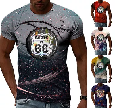 Buy Route 66 Letters Design T Shirt Tee Top Mens Graphic Print Sizes XS-6XL • 26.58£