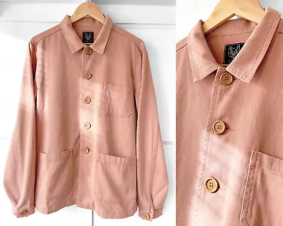 Buy Washed French Chore Jacket Herringbone - 60s Style Vintage - Terracotta Pink • 59.95£