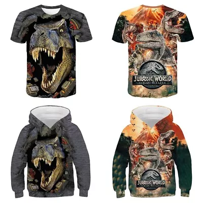 Buy Kids Jurassic World Dinosaur T-shirt Hoodies Sweatshirt Jumper Pullover Top Gift • 6.99£