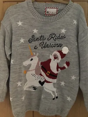 Buy Ladies Santa Rides A Unicorn Christmas Jumper XL • 15£