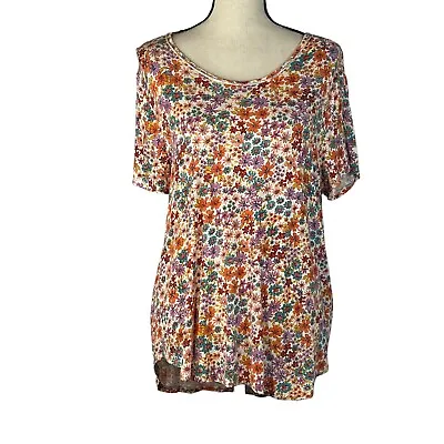 Buy Telluride Clothing SZ X-Large Top Floral Cap Sleeve Scoop Neck Hi-Low Stretch • 15.42£