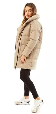 Buy L'amore Couture Beige Collar Puffer Jacket Coat Size 12 New • 19.99£