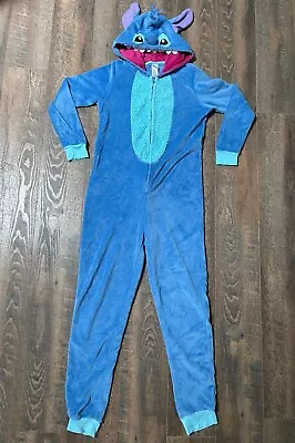 Buy Disney Lilo & Stitch Sleepwear One Piece Adult Costume Pajamas Plush Hood M 8-10 • 25.53£