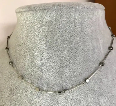 Buy Square Stationed Metal Necklace 48cm Silver Tone Costume Jewellery • 9£