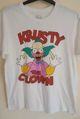 Buy The Simpsons Krusty The Clown White Mens Grapic Printed Tshirt L • 8£