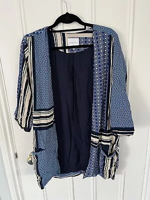 Buy Second Female Blue And White Moroccan Tile Print Kimono Jacket Size M • 39.99£