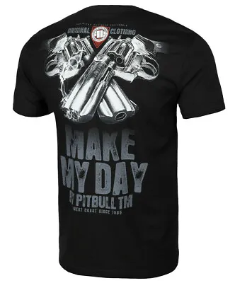 Buy T-shirt PIT BULL WEST COAST Mens Koszulka PitBull Black Czarna Gun Make My Day • 26.40£