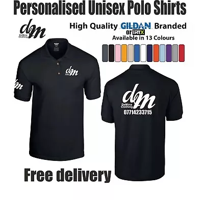 Buy Custom Printed Polo Shirt Unisex Personalised Club Workwear Event Stag  • 10£