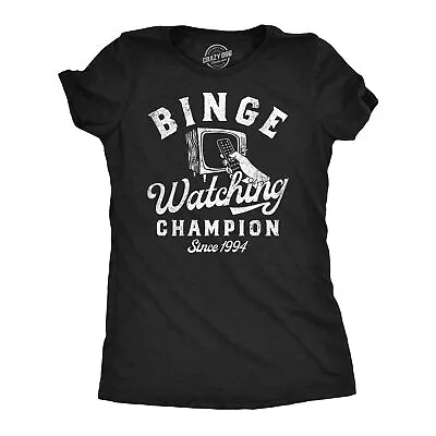 Buy Womens Funny T Shirts Binge Watching Champion Vintage Tees For Ladies • 9£