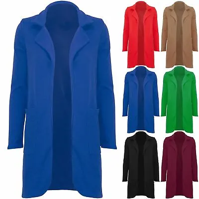 Buy Ladies Womens Collar Blazer Open Front Long Sleeve Pocket Jacket Duster Cardigan • 10.49£