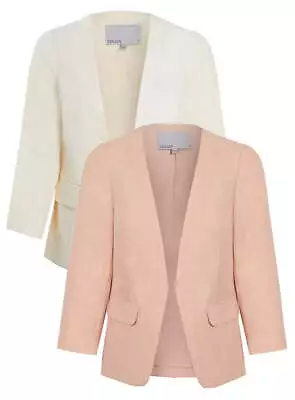 Buy Ex Oasis Ladies Fully Lined 3/4 Sleeve Single Breasted Collarless Blazer Jacket • 19.95£