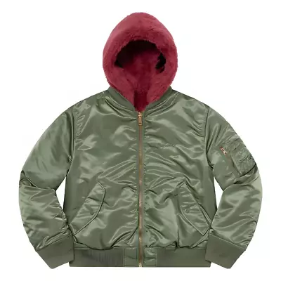 Buy Supreme Jacket Faux Fur Reversible MA-1 OLIVE Medium • 485£