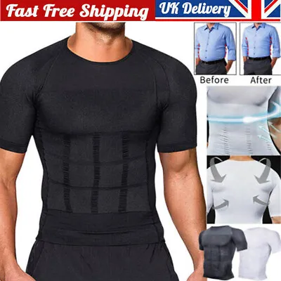 Buy MENS SLIMMING VEST Body Shaper Slim Chest Belly Waist Boobs Compression T-Shirt • 9.01£