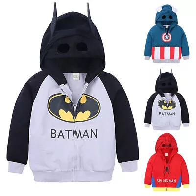 Buy Kids Boys Marvel Superhero Hoodie Coat Zip Hooded Jacket Sweatshirt Outwear Tops • 16.41£