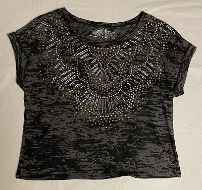 Buy Maurices Women's Studded Top Shirt Size Large Gray Black Lightweight • 10.49£