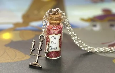 Buy Beauty & The Beast - Be Our Guest Glass Bottle & Pendant Necklace • 5.99£