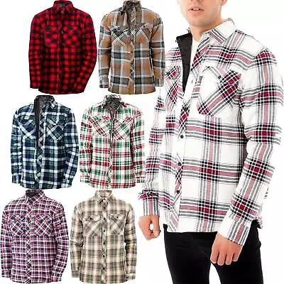 Buy Men River Road Flannel Padded Work Shirt Fleece Quilted Lined Lumberjack Jacket • 16.99£