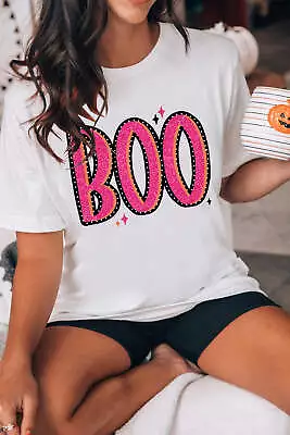 Buy White BOO Crew Neck Graphic T Shirt • 19.99£