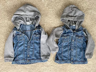 Buy Twin Boys/ Girls Denim Jacket 2-3 Years H&M Jersey Hoodie Snaps Unisex • 15£