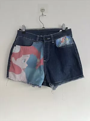 Buy Disney The Little Mermaid Ariel Denim High Waist Shorts Sz 10 Hot Pants Rare • 16.41£
