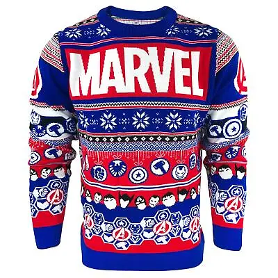 Buy Official Marvel Movie Logo Character Knitted Christmas Jumper • 28.99£