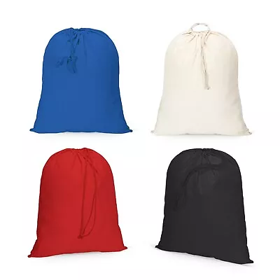 Buy IMFAA Plain 100% Cotton Sack Drawstring Laundry Storage Bags In 4-Colours Lot • 3.95£