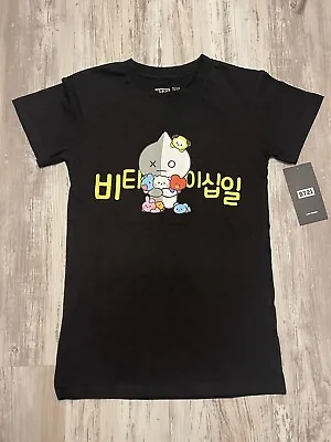 Buy NEW BT21 Line Friends Minini Black T-Shirt Size Small Official BTS Merch Tee • 18.94£