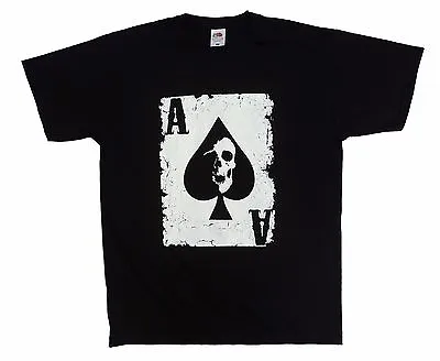 Buy Ace Of Spades Tattered Playing Card Distressed Print Scary Rock Biker T Shirt • 5£