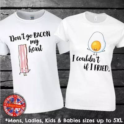 Buy Egg & Bacon Funny Couples Friends Matching T-shirt Set Siblings Parents  • 8.99£