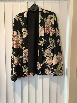 Buy Ladies 12 Select Black Floral Edge To Edge Light Weight Summer Jacket • 6.50£