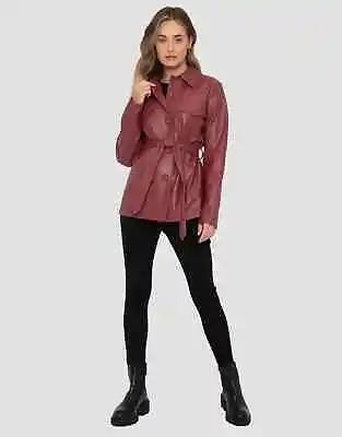 Buy Threadbare Brook Faux Leather Belted Burgundy Jacket Uk 14 Retail £41.99 • 19.99£