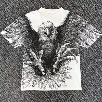 Buy Vintage Mens T Shirt XL 90s Single Stitch All Over Print Eagle Design In White • 25£
