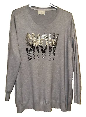 Buy Grey Christmas Sequin 'Snow' Jumper With Long Sleeves - Size XL - Papaya • 7£