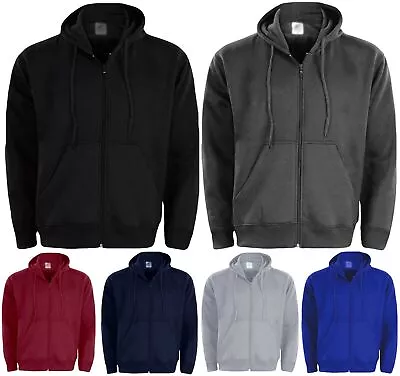 Buy Men Full Zip Up Plain Hoded Sweatshirt Hoodie Adult Fleece Zipper Hoody S To 5XL • 10.45£