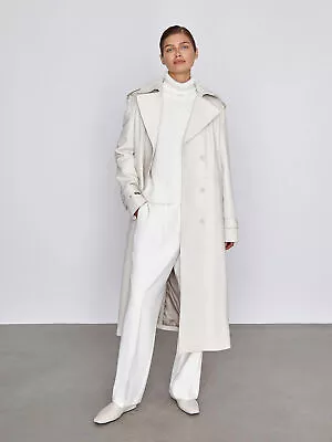 Buy Women's Genuine Leather Long Coat Real Lambskin Stylish White Belted Trench Coat • 118.39£