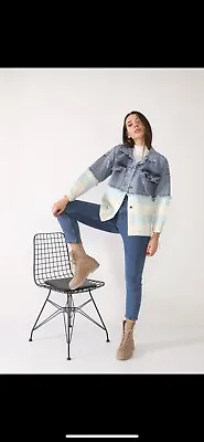 Buy Womens Oversize Denim Jacket Biker Casual Long Sleeves Jeans Coat Outdoor • 20£