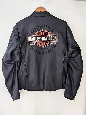 Buy Harley Davidson Men ROADWAY Leather Jacket X-Large Black 98015-10VM Orange • 170£