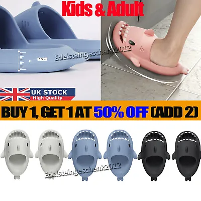 Buy Kid & Adult Thick Sole Sharks Non-Slip Slippers In/Outdoor Sliders Sandals Shoes • 9.36£