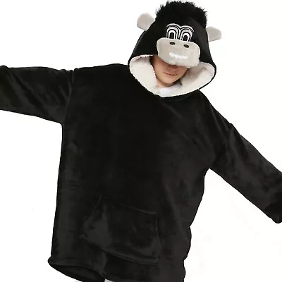 Buy Unisex Men's Ladies Oversized  Gorilla Snuggle Blanket Soft Warm Fleece Hoodie • 14.99£